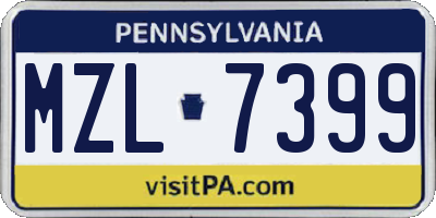 PA license plate MZL7399