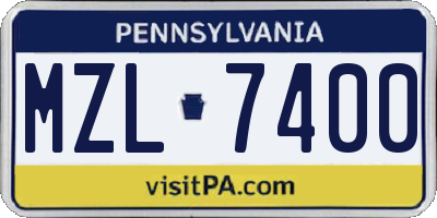 PA license plate MZL7400