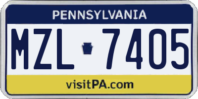 PA license plate MZL7405