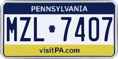 PA license plate MZL7407