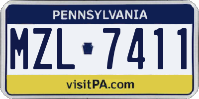 PA license plate MZL7411