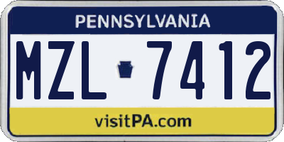 PA license plate MZL7412