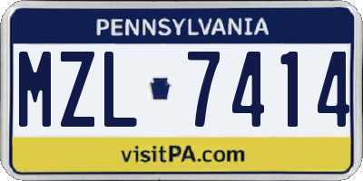 PA license plate MZL7414