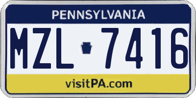 PA license plate MZL7416