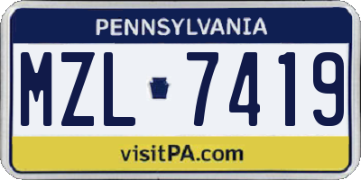 PA license plate MZL7419