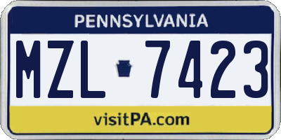 PA license plate MZL7423