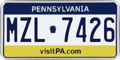 PA license plate MZL7426