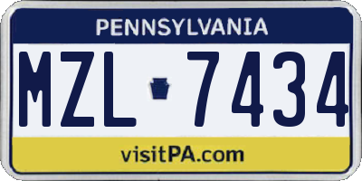 PA license plate MZL7434
