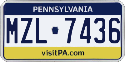 PA license plate MZL7436