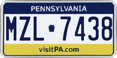 PA license plate MZL7438