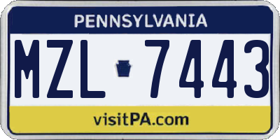 PA license plate MZL7443