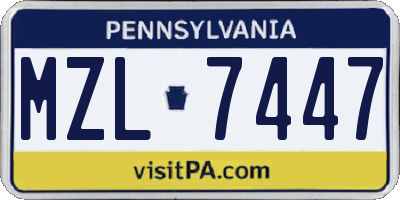 PA license plate MZL7447