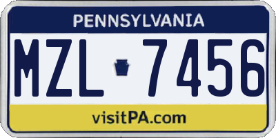 PA license plate MZL7456