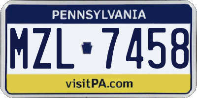 PA license plate MZL7458