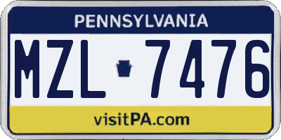PA license plate MZL7476