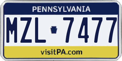 PA license plate MZL7477