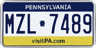 PA license plate MZL7489