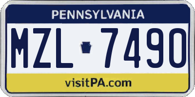 PA license plate MZL7490