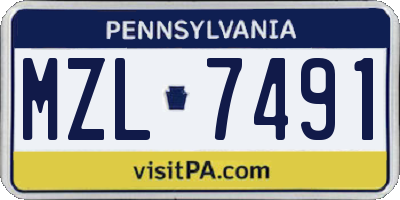 PA license plate MZL7491