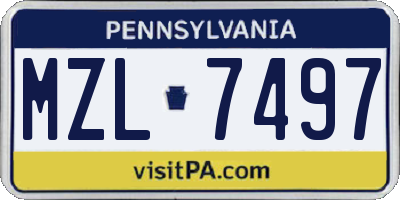 PA license plate MZL7497
