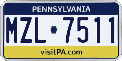 PA license plate MZL7511