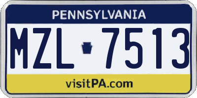 PA license plate MZL7513