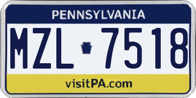 PA license plate MZL7518