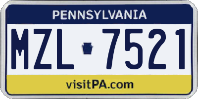 PA license plate MZL7521