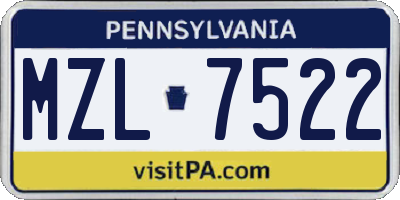 PA license plate MZL7522