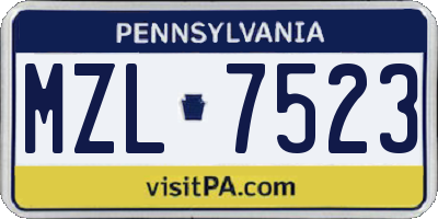 PA license plate MZL7523