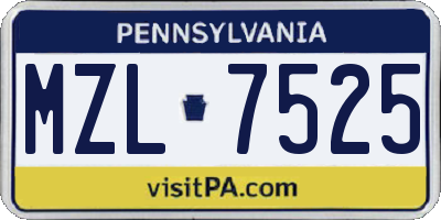 PA license plate MZL7525
