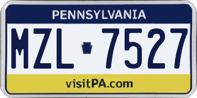 PA license plate MZL7527