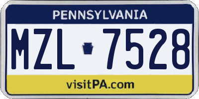PA license plate MZL7528