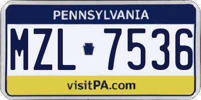 PA license plate MZL7536