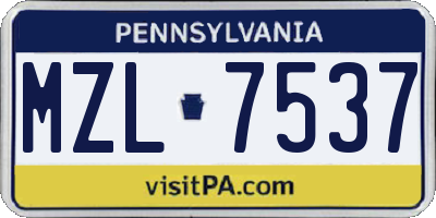 PA license plate MZL7537