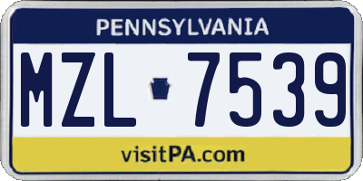 PA license plate MZL7539