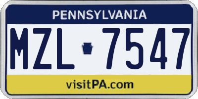PA license plate MZL7547