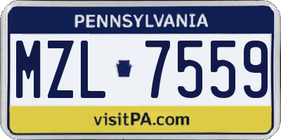 PA license plate MZL7559