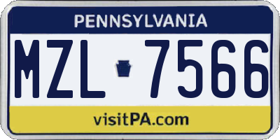 PA license plate MZL7566