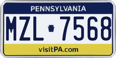 PA license plate MZL7568