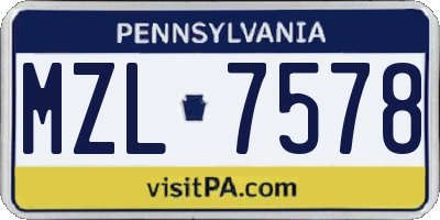 PA license plate MZL7578