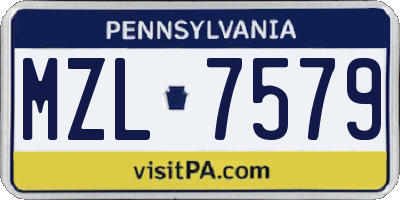 PA license plate MZL7579