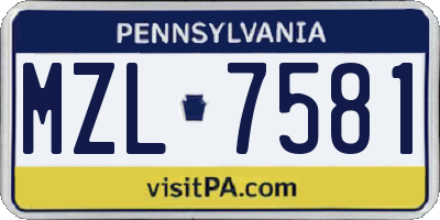 PA license plate MZL7581