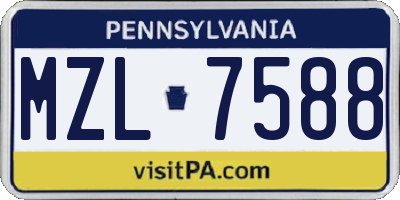 PA license plate MZL7588