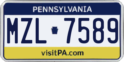 PA license plate MZL7589