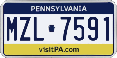 PA license plate MZL7591