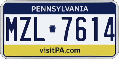 PA license plate MZL7614
