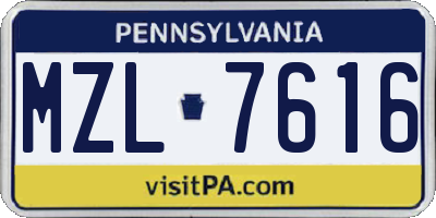 PA license plate MZL7616