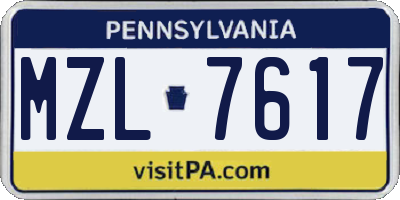 PA license plate MZL7617