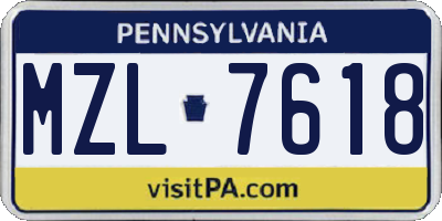 PA license plate MZL7618